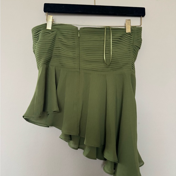 Parker Olive Strapless Asymmetrical Blouse - Picture 3 of 5